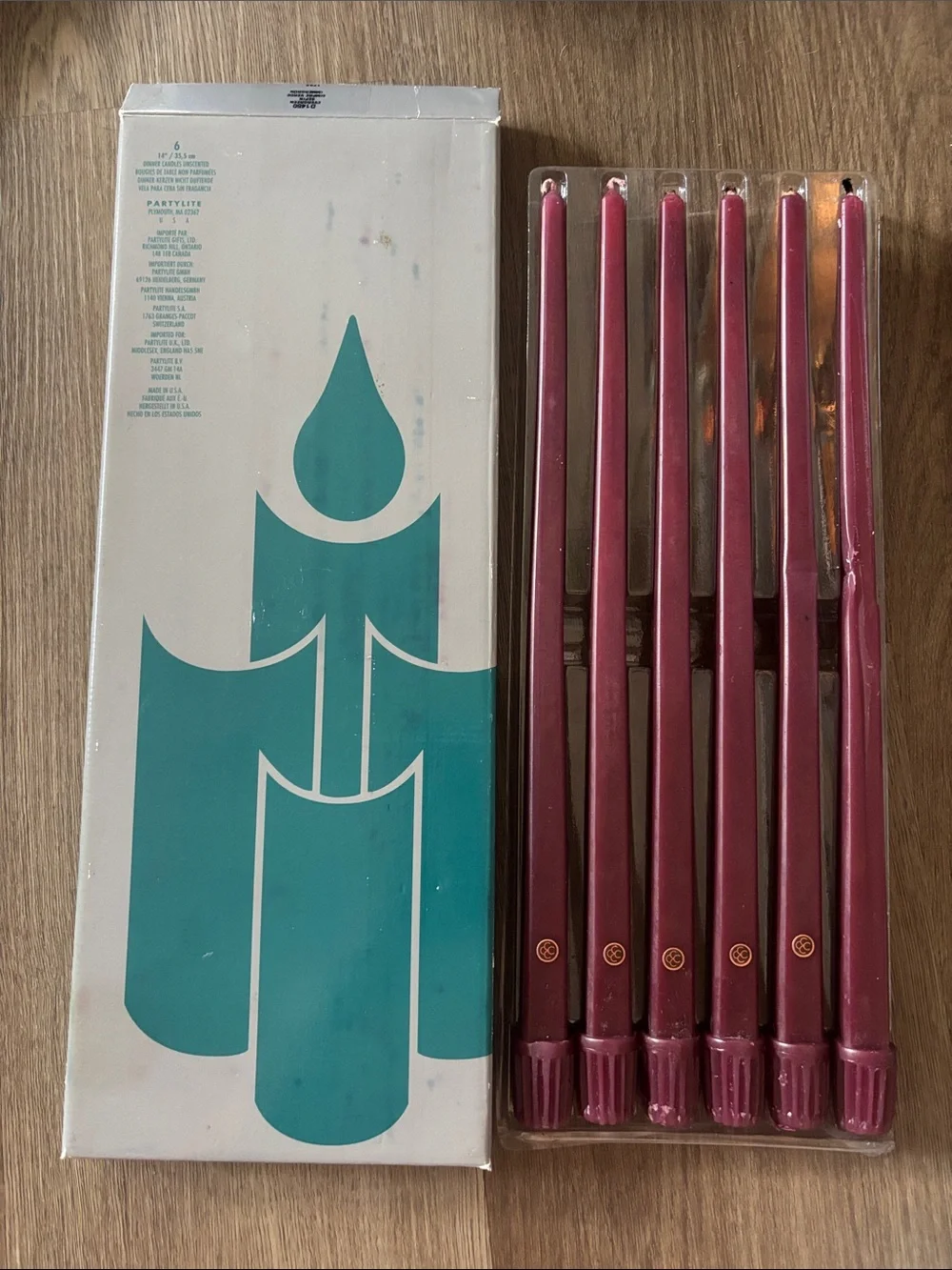PartyLite Burgundy Taper Candles - Set of 6